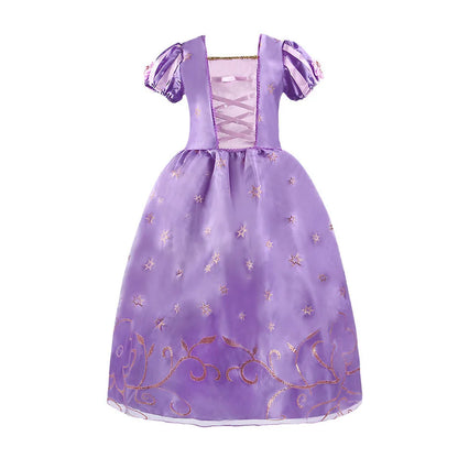 Jasmine Rapunzel Snow Queen Elsa Princess Dress Girl Mesh Sequin Dress Kids Cosplay Belle Aurora Costumes Carnival Party Gowns