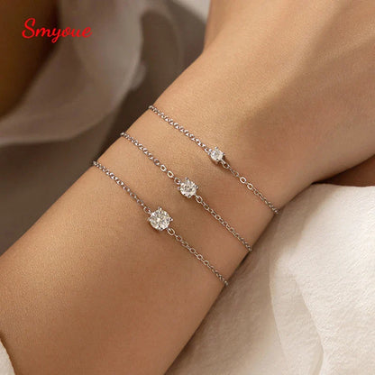 Trendy 0.1-0.5CT Moissanite Bracelets for Women Elegant Lab Diamond Adjustable Chain 925 Sterling Silver Wedding Jewelry