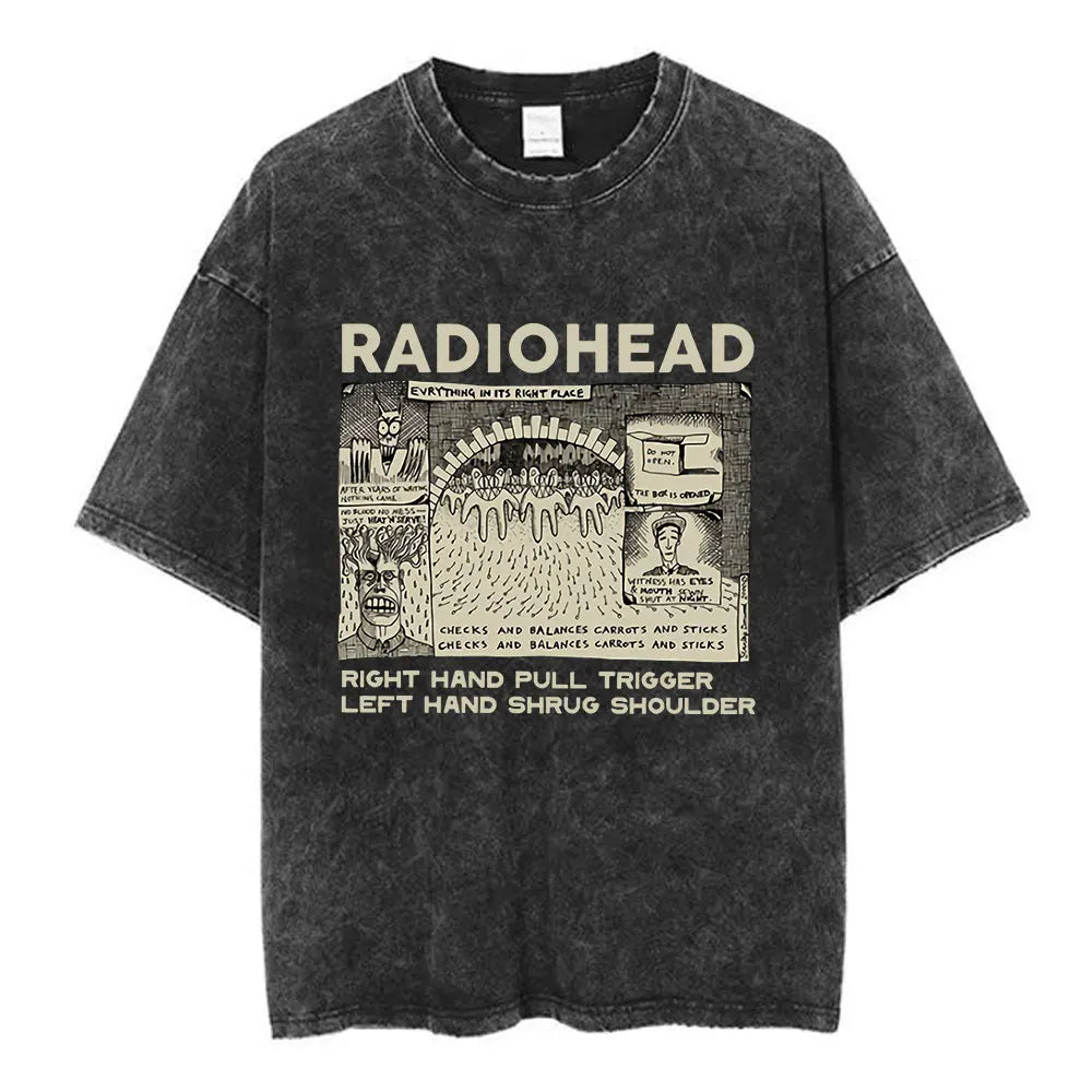 Rock Band Washed Cotton T Shirt Men Women Hip Hop Music Tee Fashion Short Sleeve Tshirt Summer Oversized T-shirts Tops