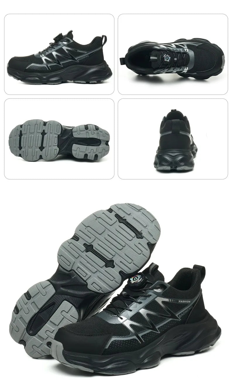Anti Puncture Safety Shoes Steel Toe Anti Smash Lightweight Durable Slip Resistant Work Boots for Men Construction Industrial