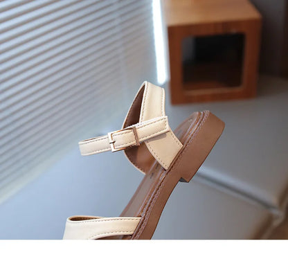 2026 Summer New Children's Princess Foreign Soft Sole Casual Anti-slippery Sole Toddler Toe Capped Beach Flats Elegant Shoes