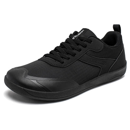 Wide Toe Shoes Mens Womens Minimalist Mesh Artificial Leather Sneakers Lace Up Lightweight Breathable Walking Shoes