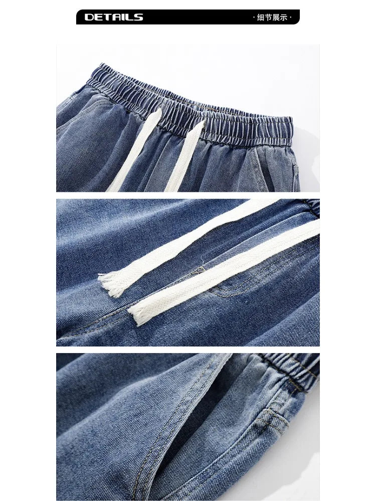 Men's American Style Loose Straight Leg Jeans Vintage Spring Summer New Arrival Drapey Trendy Wide Leg Long Pants