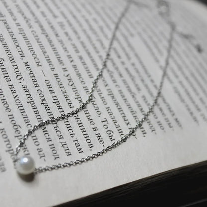 e-Manco Stainless Steel Choker imitated  Pearl Necklaces for Women Gold Color Layered Chain Necklace Jewelry