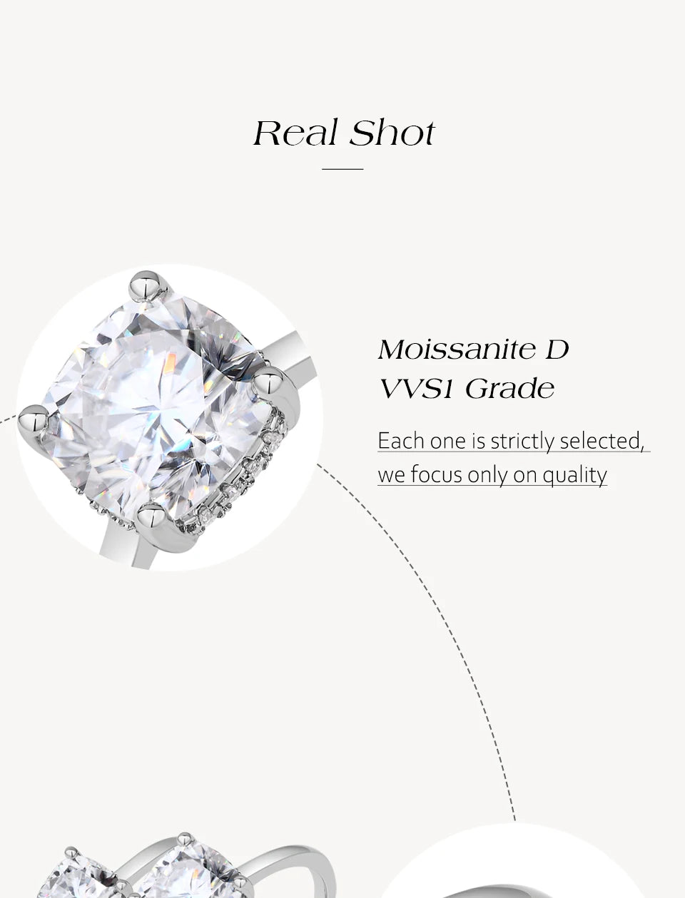 Cushion Cut 1.5ct 2.5ct Moissanite Ring DVVS1 925 Silver 18K Gold Plated For Women Engagement Wedding Band Fine Jewelry