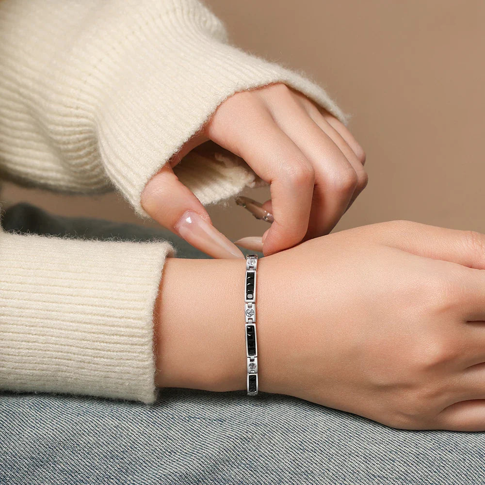 Princess Cut 3*3mm Black Spinel Bracelets forWomen Men S925 Silver Zircon Tennis Bracelet Fine Jewelry With Certificate
