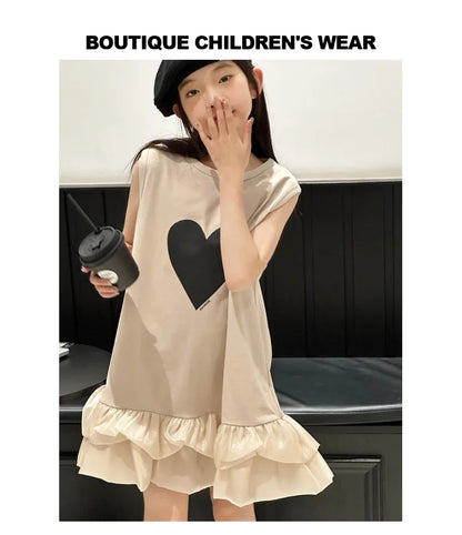 Girl's sleeveless dress new vest dress fluffy little girl princess dress children's summer big child