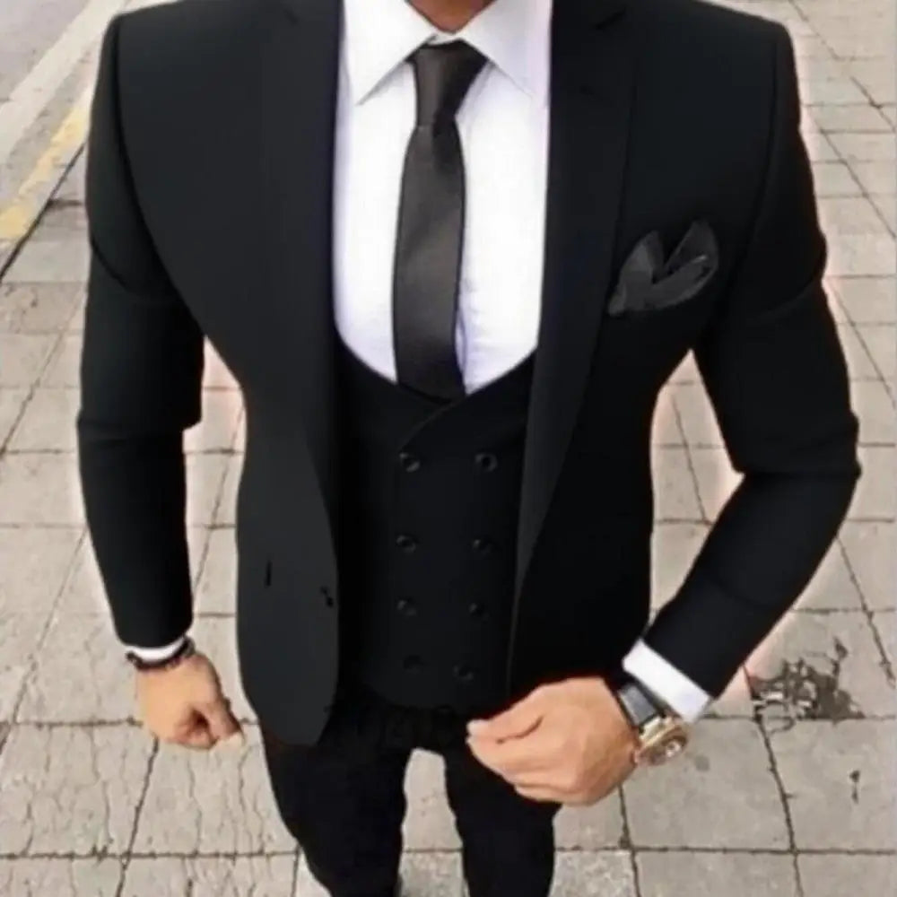 Men's Fashion Brown Slim Fit 3-Piece Suit Set with Blazer Vest Pants - Casual Wedding Prom Business Groom Tuxedo Clothing