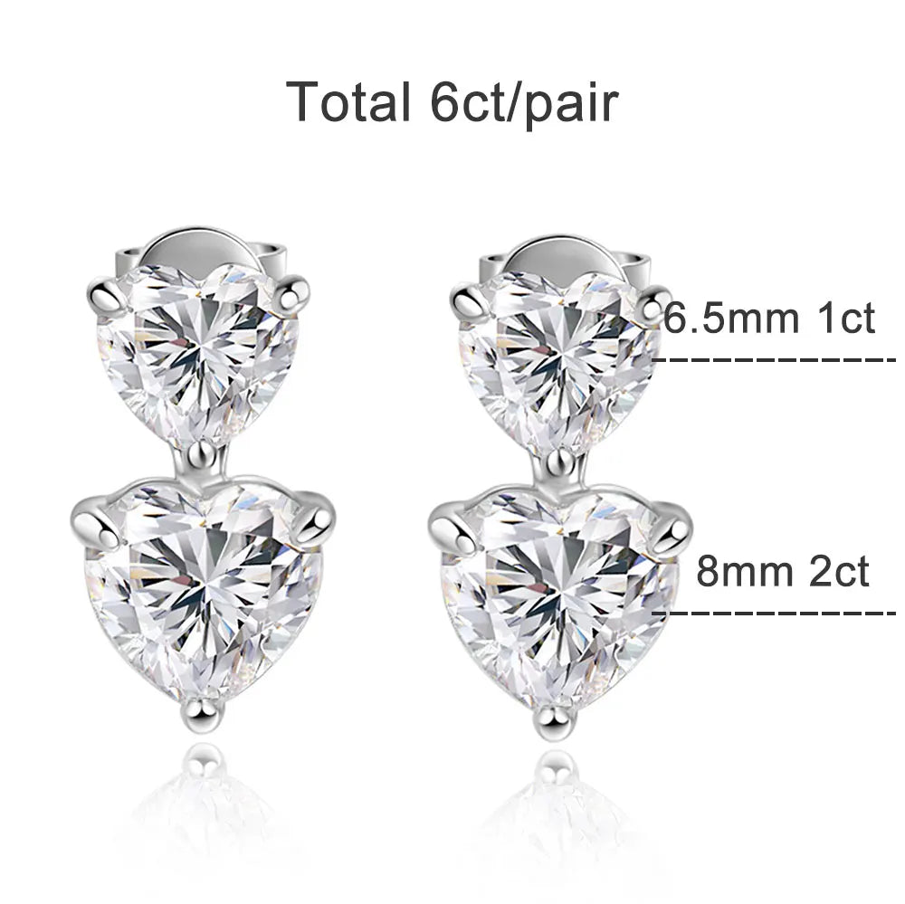 Heart Cut Moissanite Drop Earrings for Women GRA Certified Lab Gemstone s925 Sterling Silver Plated White Gold Earring