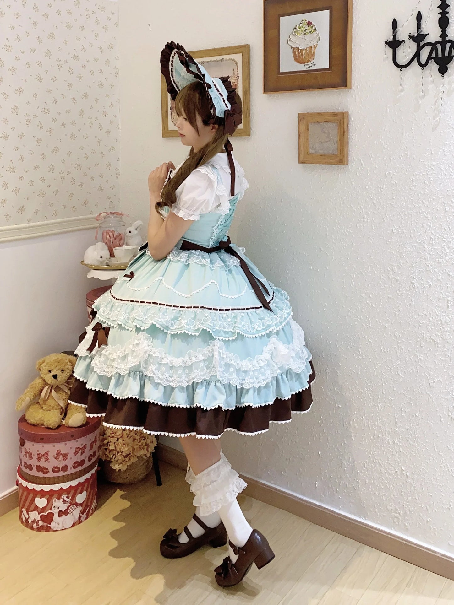 New 2025 Summer Original Sweet Lolita Jsk Dress Cute Bow Lace Stitching Kawaii Girls Women Elegant Slim Suspender Dresses