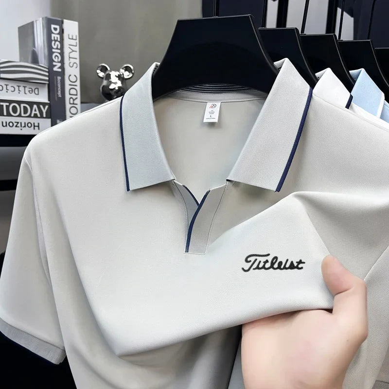 New Brand Men's Summer Short Sleeve Polo Shirt Lapel Exquisite Print Short Sleeve T-Shirt Fashion Casual Business Men's Clothing