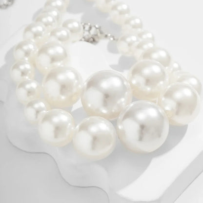 Exaggerated Big Imitation Pearls Choker Necklace Women Personality Elegant White Pearl Beaded Bride Jewelry 2025