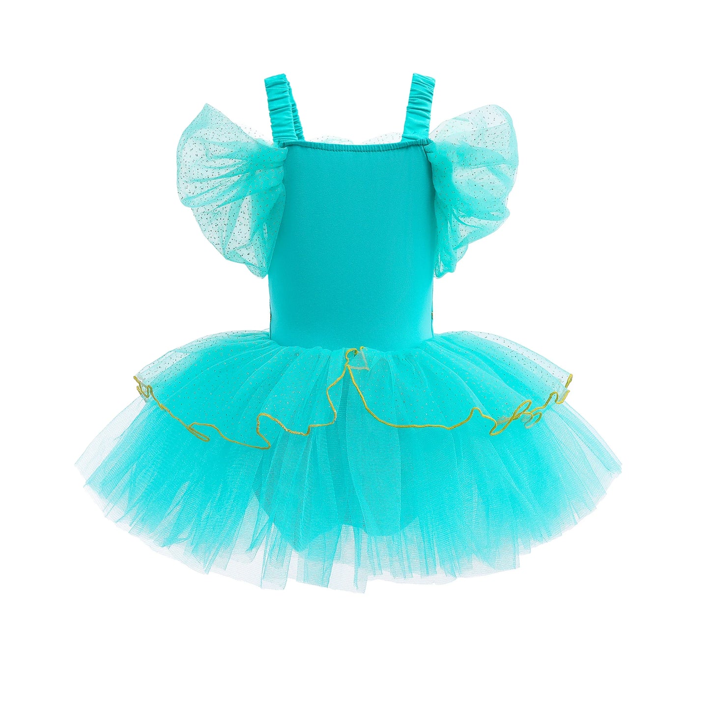 Princess Jasmine Princess Girl Ruffle Sleeve Ballet Dance Dress Tutu Skirt Short Skirt Ballet Performance Costume