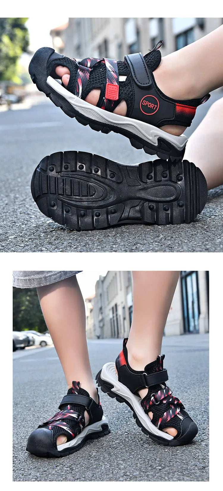 Summer Boys Closed-Toe Sandals Non-Slip Soft Sole Water Shoes for Beach Walking Outdoor Play Comfortable Kids Casual Sandals