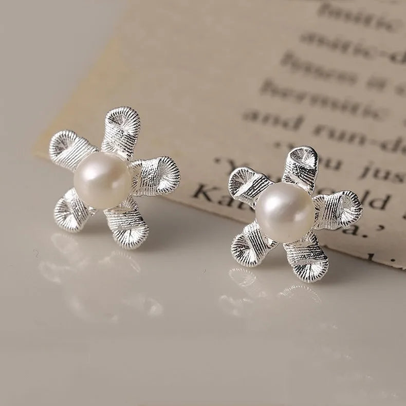 New 925 Sterling Silver Hoop Earrings Pearl Droplet Irregular Vintage Punk For Women Girl Gift Jewelry Dropshipping Wholesale