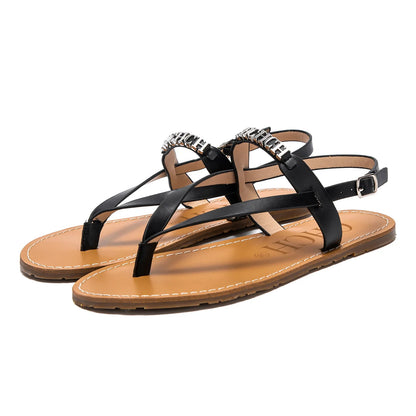 Women's Sandals New Simple Flat Bottom Non slip Thin Strip Shoes Beach Women's Shoes