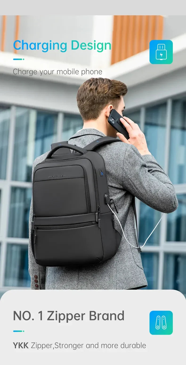 Multi Layers Men's Backpack Fits 15.6inch Laptop Water Repellent Backpacks for Students