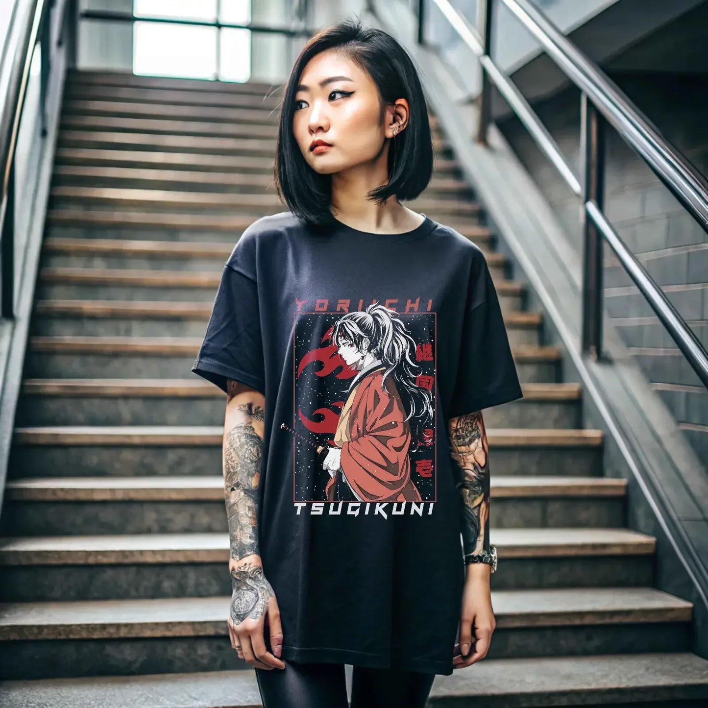 Demon Slayer Yoriichi Tsugikuni anime T Shirt gift Unisex Black Shirt 155