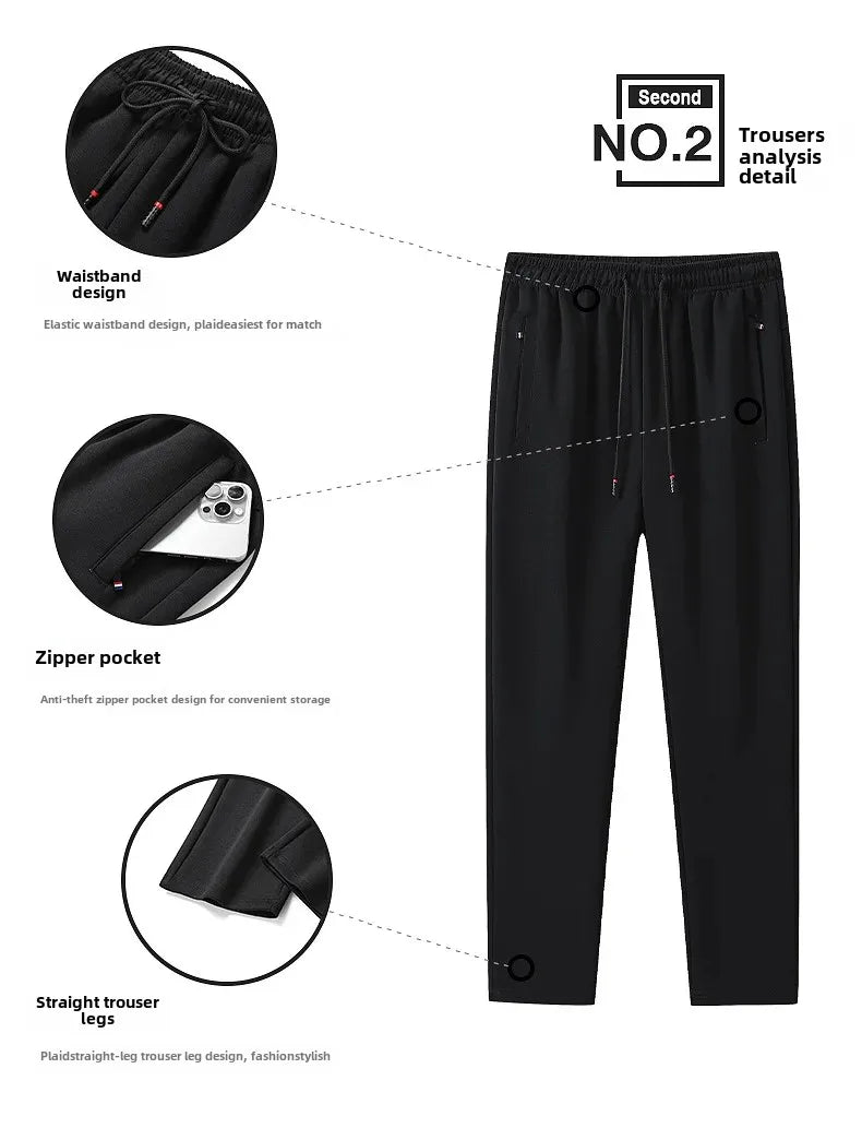 Spring Autumn New Men's Cotton Sports Suit Stand Collar Sweatshirt Middle-Aged And Elderly Casual Stylish Cardigan Loose-Fit 2-P