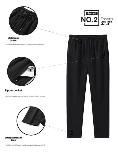Spring Autumn New Men's Cotton Sports Suit Stand Collar Sweatshirt Middle-Aged And Elderly Casual Stylish Cardigan Loose-Fit 2-P