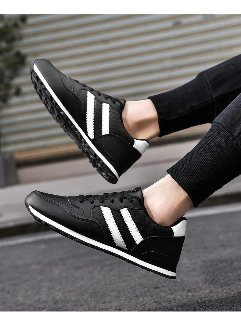 High Quality Men's Vulcanized Sneakers Leather Casual Shoes Breathable Mesh Men Tennis Shoes Male Flat Shoe Zapatillas Hombre
