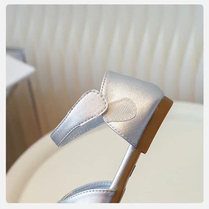New Children's Sandals Summer Rhinestone Buckle Sandals for Girls Fashion Elegant Kids Princess Causal Wedding Flat Sandals Soft