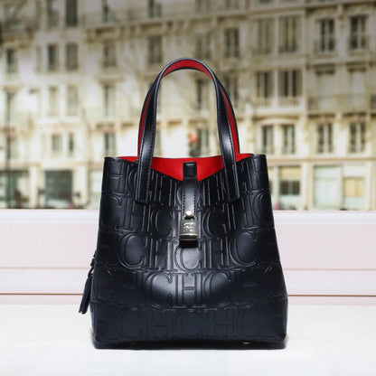 Large Capacity Handbag Luxury Brand Temperament Letter Print with Lock Design 2025 Trendy Women's Crossbody Bag