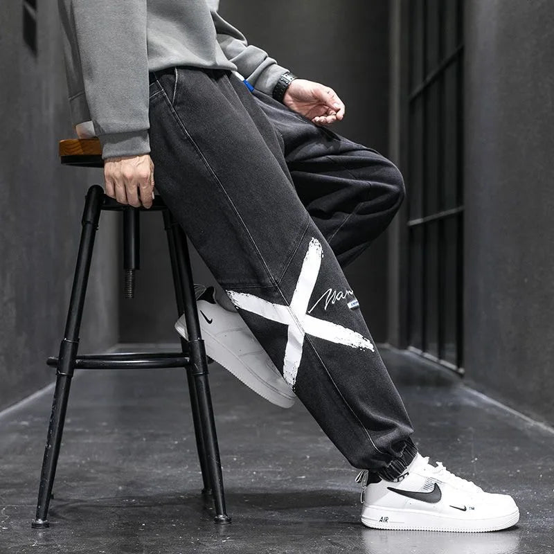 Spring and Autumn New Classic American Retro Loose Tight Leg Pants for Men's Casual Sports Large Size High Quality Jeans
