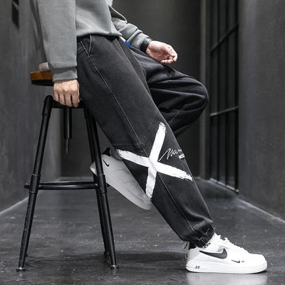 Spring and Autumn New Classic American Retro Loose Tight Leg Pants for Men's Casual Sports Large Size High Quality Jeans