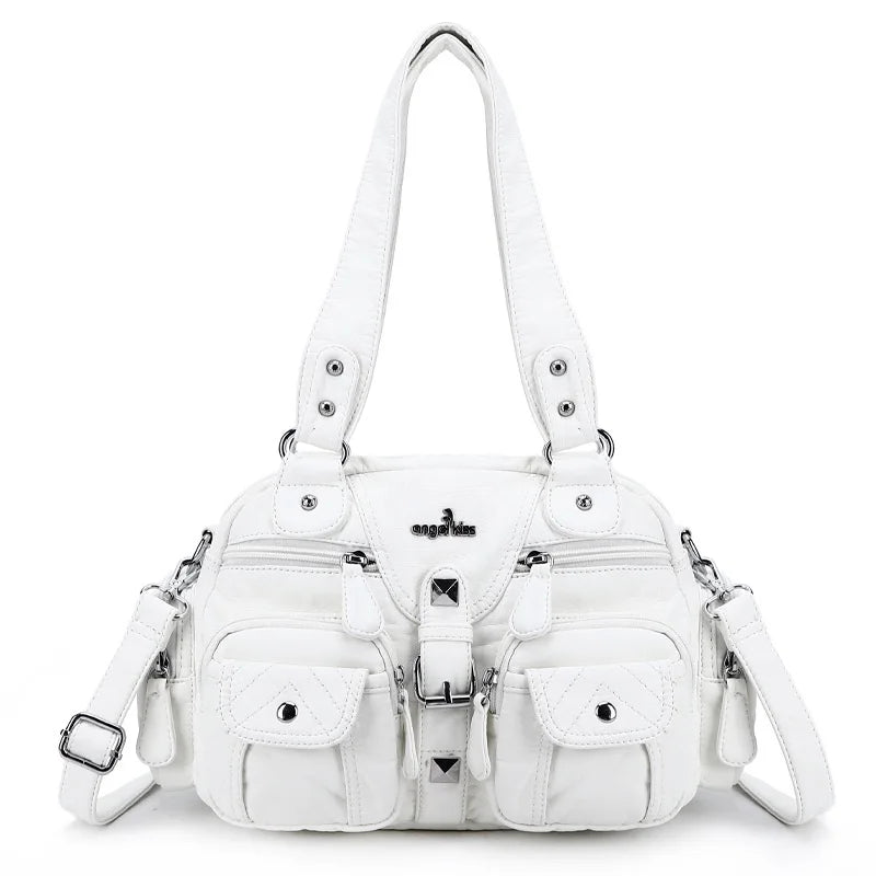 Vintage Bag Women Small Handbags Satchel Top-handle Handbag PU Shoulder Bag Dumpling Pack Multi-pockets Shoulder Bags