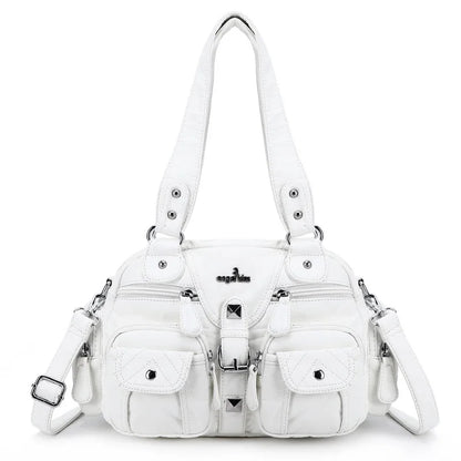 Women Small Handbags Satchel Top-handle Handbag PU Shoulder Bag 8”x11” Dumpling Pack Multi-pockets Shoulder Bag