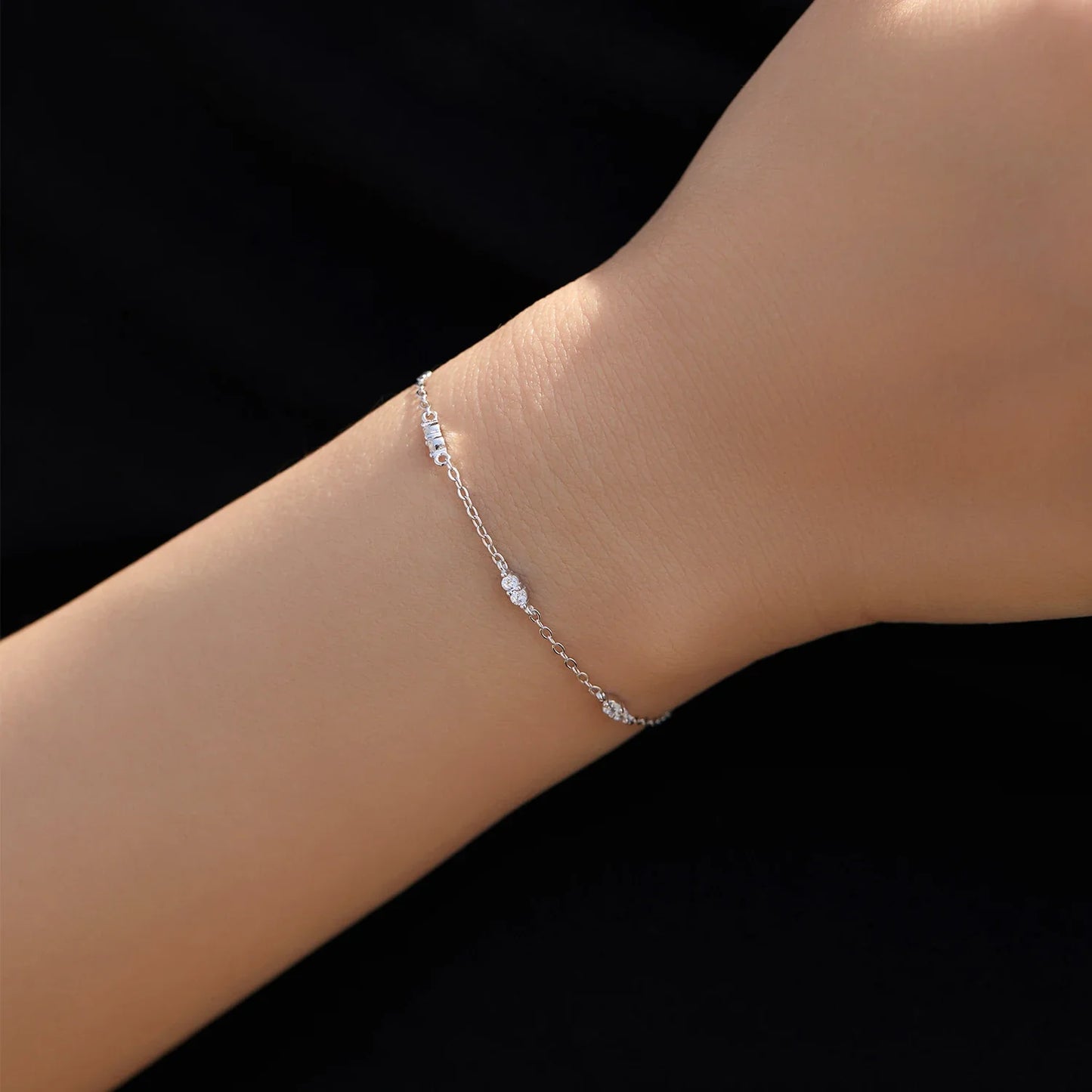 Dazzling Zirconia Bracelets 925 Sterling Silver Link Chian Fashion Stackable Bracelet For Women Fine Jewelry