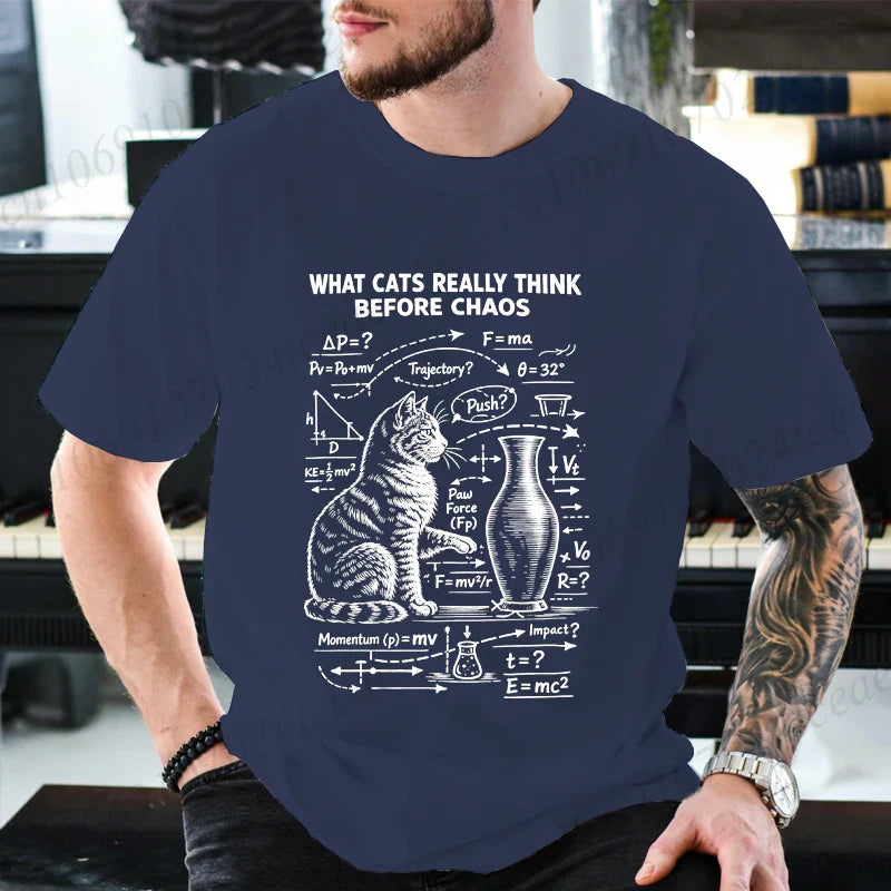 Funny Cat Science Printed Mens Graphic Tee Novelty Sarcastic Funny T-Shirt New Fashion Men Women T-Shirts Casual Short Sleeve