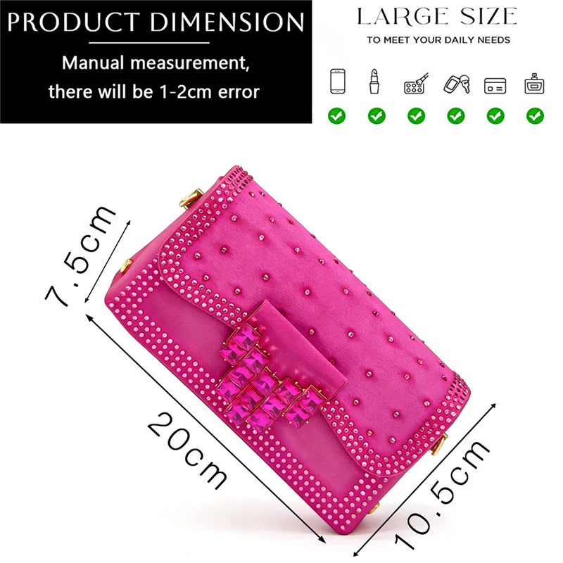 Italian Fashion Design Shoes and Bags Matching Set  High Heels green Color Rhinestones Elegant Women Shoes for Party