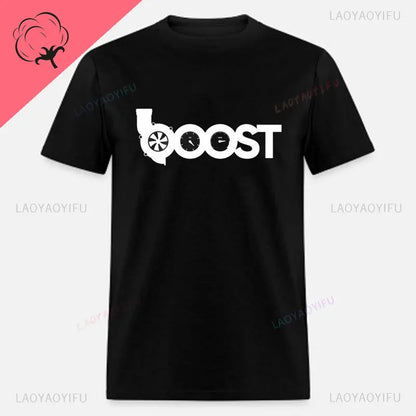 New Boost Turbo Engine Printing T-Shirt Car Parts Funny Mechanic Cotton Teemen 2024 Summer Fashion Top Personality Mans Clothing
