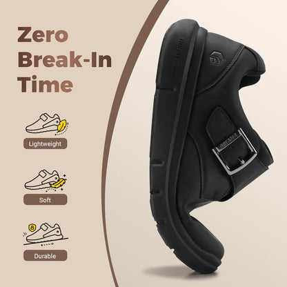 Sapatos masculinos de couro, sapatos largos para pés inchados, sapatos masculinos diabéticos para caminhada, para negócios e caminhadas ao ar livre