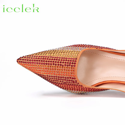Italian Design African Women's High Heels Pointed Toe Sandals Party Wedding Party Magenta Color Shoes and Bags Set