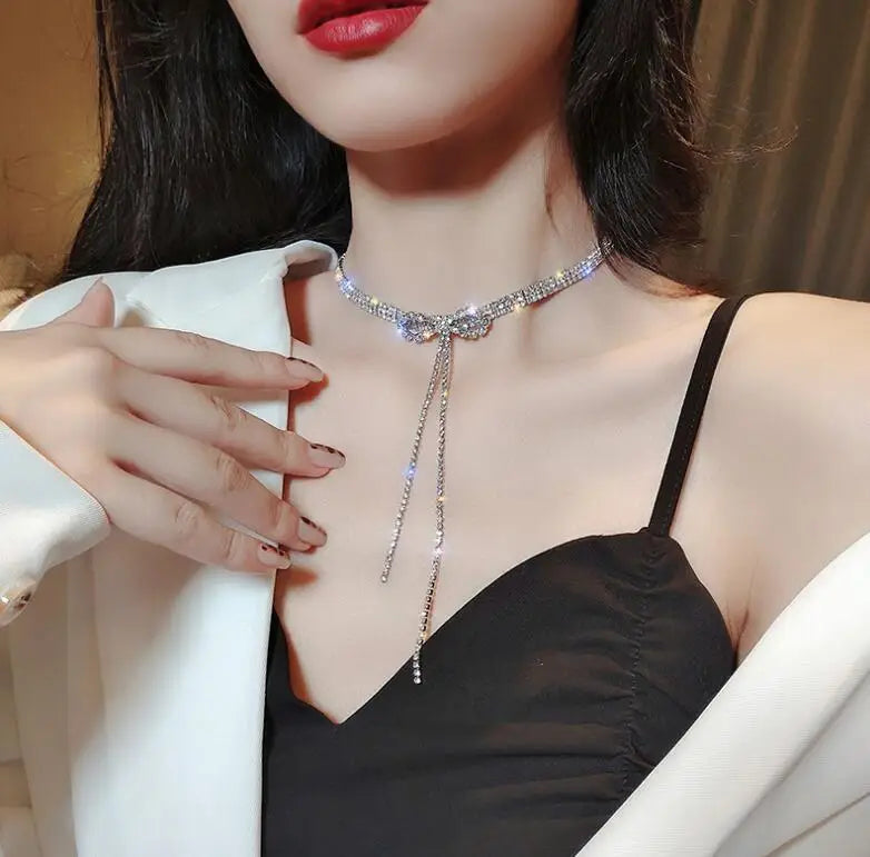 Heart Shape Pendant Necklaces Silver Color 5A Cubic Zirconia Minimalist Style Clavicle Chain Women And Girl Jewelry