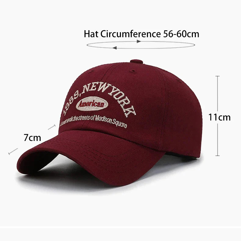 Embroidery 1989 New York Baseball Hats Washed Cotton Cap for Men Women Adjustable Snapback Caps Baseball Cap Letter Dad Hat Hot