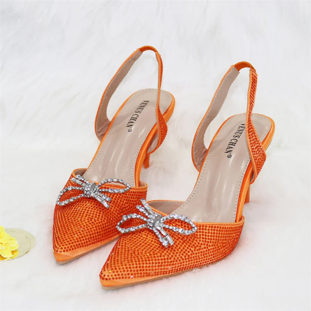 Fashionable Party Shoes and Bags Nigerian Women’s Party Suit Medium Heel Pointed Toe Women’s Shoes and Same Color Bags