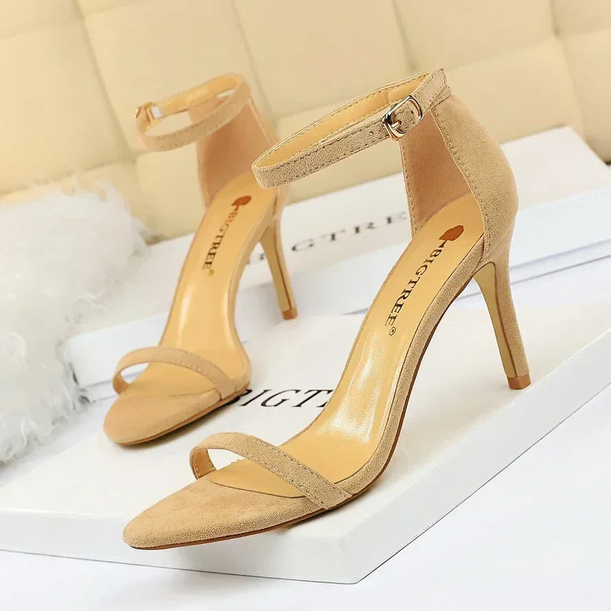 Women Gladiator Stiletto Classic Ankle Strap Holiday Beach Sandals Lady Fashion Suede 8cm 11cm High Heels Sexy Red Brown Sandles