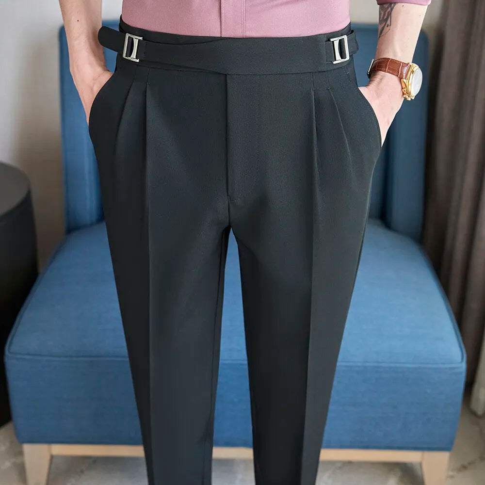 Spring Autumn Smart Casual Suit Pants Men Solid Color Slim Fit Office Fomal Wedding Party Dress Pants Mens White Suit Trousers