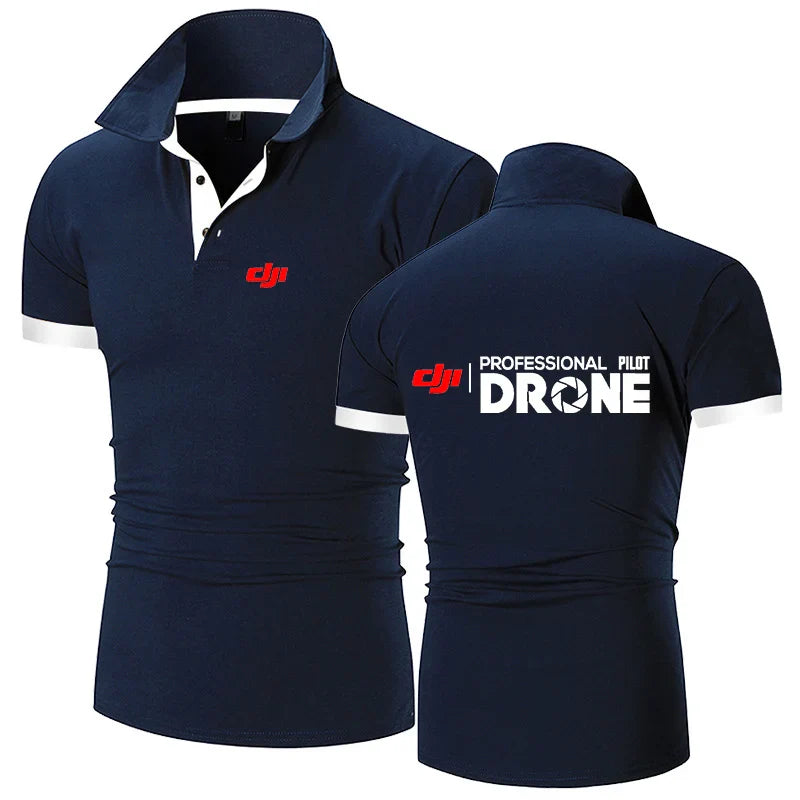 Professional Pilot Drone 2024 Men's New Summer Print Fashion Polo Shirts Comfort Short Sleeves Harajuku Casual Sport Top