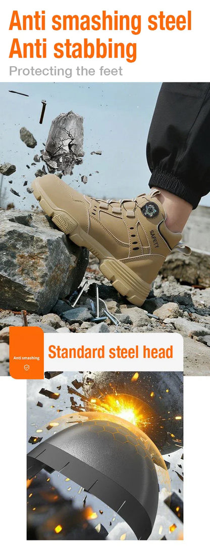 Rotating Button Style Protective Shoes Men Safety shoes Anti-Smash Puncture-Proof Indestructible Work Boots Steel Toe Men Shoes