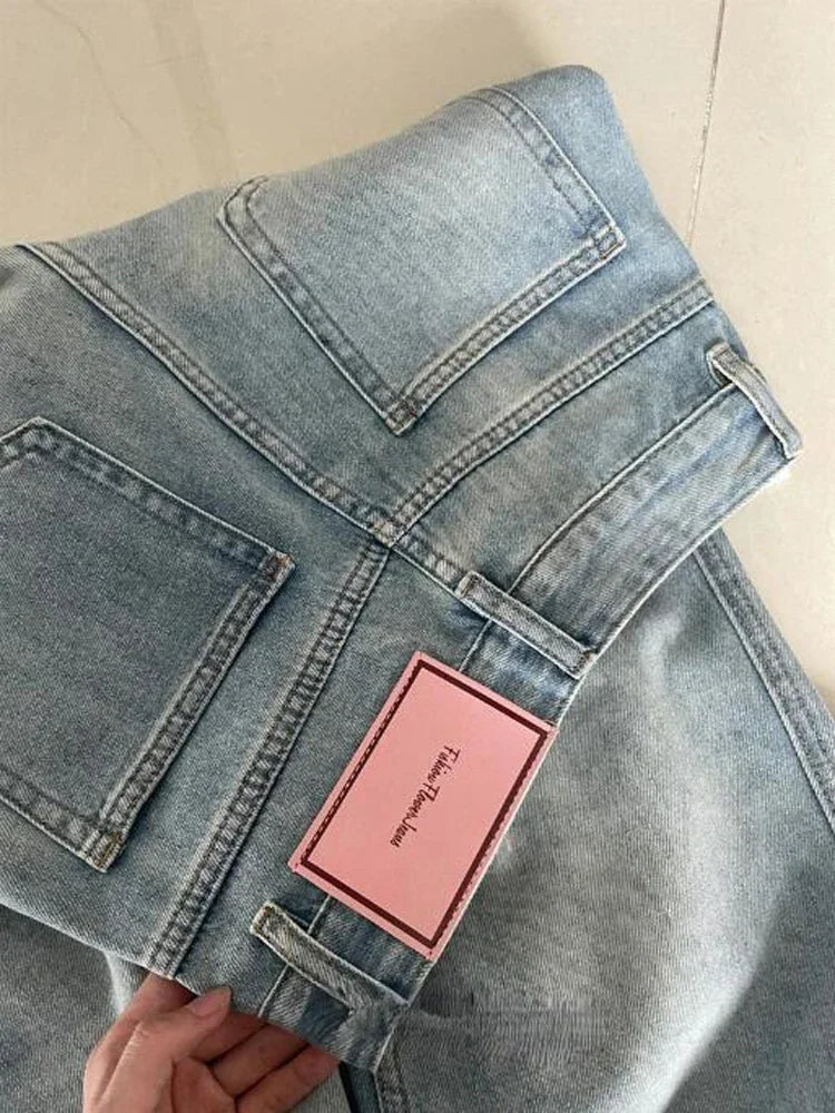 Women Wide Leg Baggy Jeans Long Skater Trousers