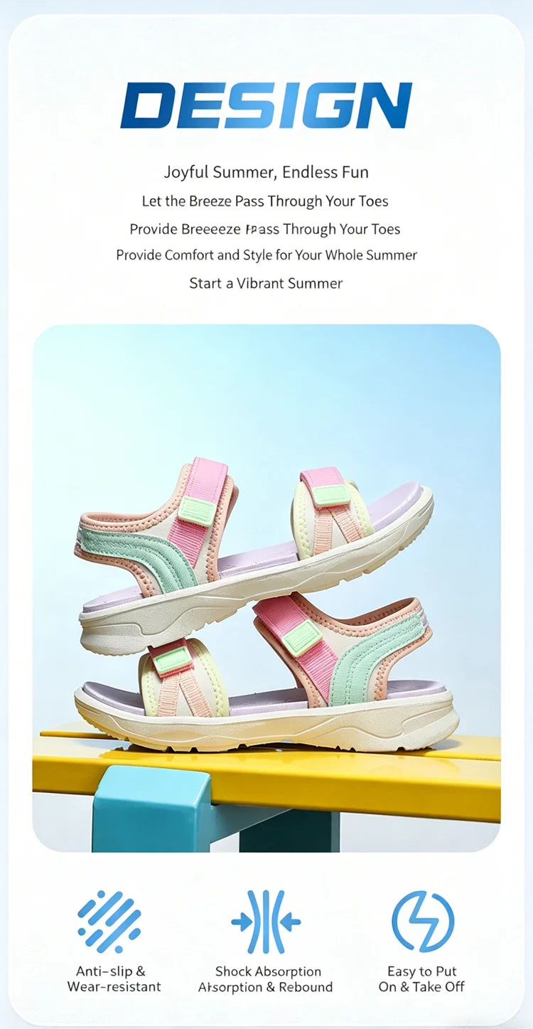 Children Casual Flat Sandals For Girls Summer Beach Shoes Breathable Open Toe Non-Slip Outdoor Kids Walking Sandials