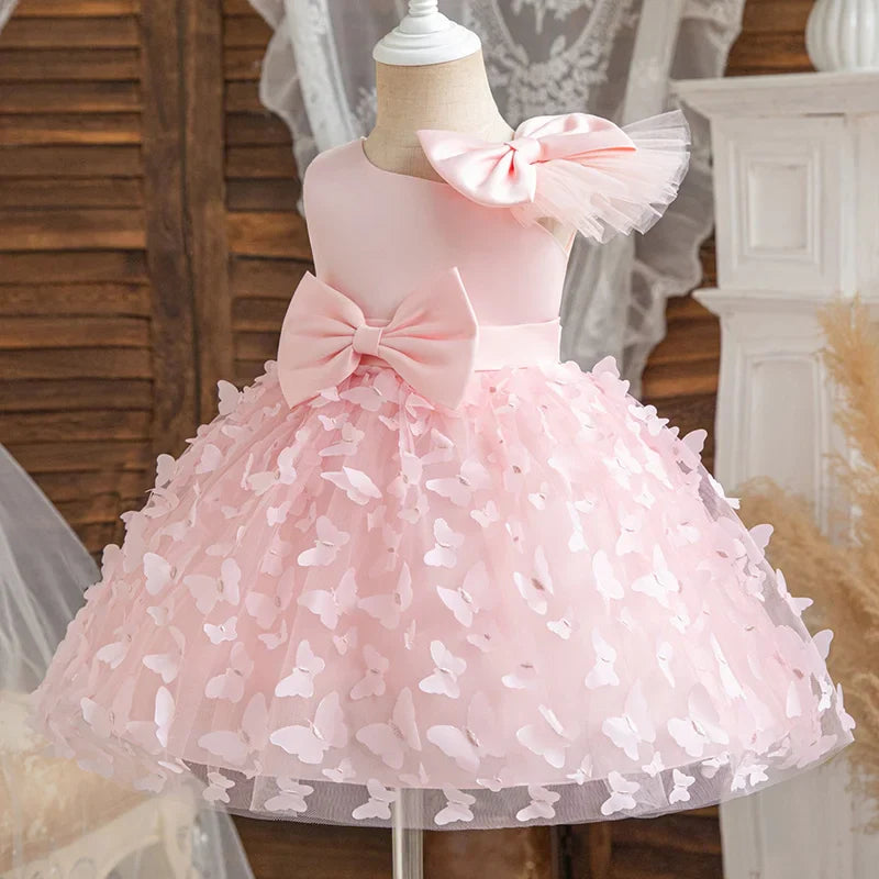 Girl Princess Dress Kid Clothes Party Birthday Outfits Evening Party Tulle Dress Wedding Wear Summer Bowknot Dress