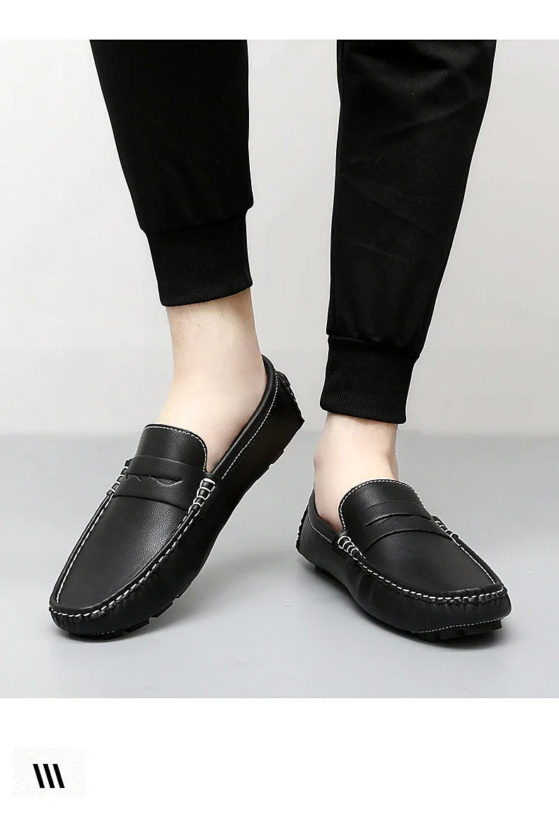 2025 New Handmade Beanie Shoes Men's Soft Sole Lazy Korean Style Trbottomy Easiest for Match Casual Slip-On Driving