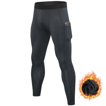Men's Autumn and Winter Warm Running Tight Leggings Sports Gym Fitness Jogging Pants Fast Dry Running Compression leggings