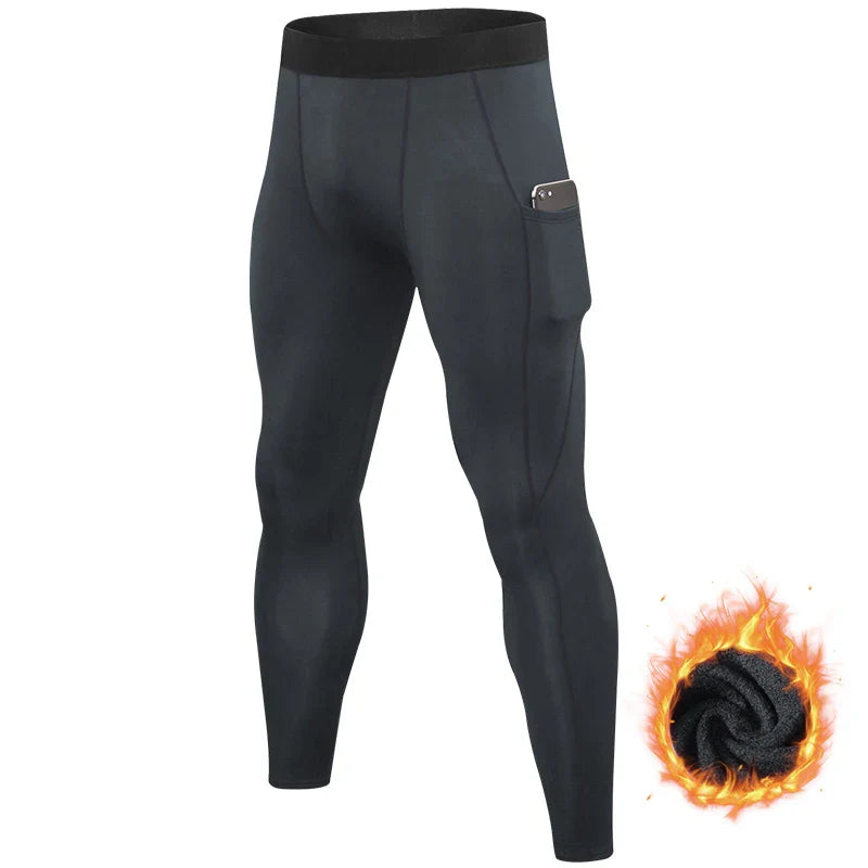 Men's Autumn and Winter Warm Running Tight Leggings Sports Gym Fitness Jogging Pants Fast Dry Running Compression leggings